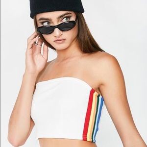 White and Rainbow Tube Top